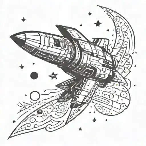 Incorporate A Futuristic Rocket Ship Flying Through A Galaxy Filled With Stars
