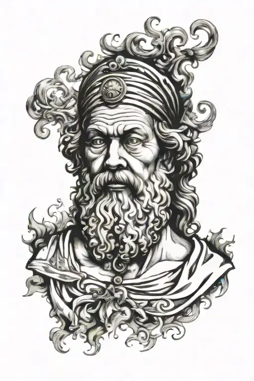 Socrates Portrait With Blue Eyes And Smoke Comes