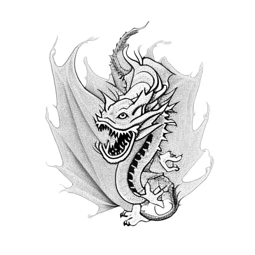 Dragon With Marigold Flower