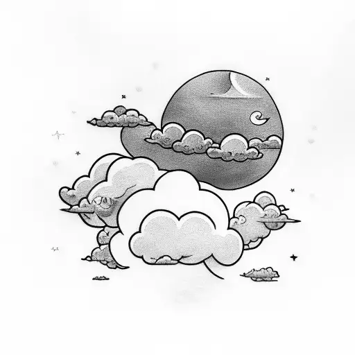 Little Foot With Three Clouds Of His Mom In The Sky