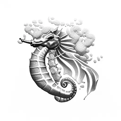 Sea Horse With Swallow