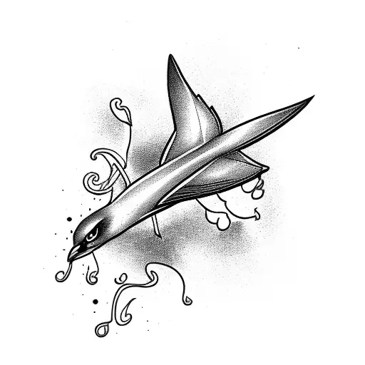 A Flying Sparrow With A Lightning Bolt In The Background