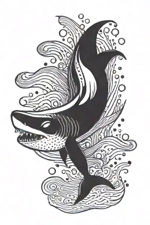 Sad Shark Swimming In Teardrops