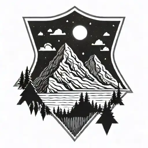 Mountain With Sun In Triangle