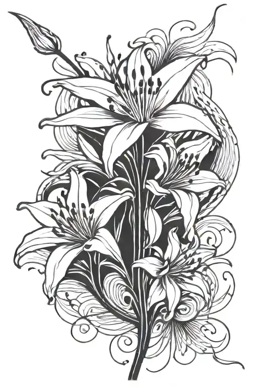 Abstract Flow With Spider Lily Flower