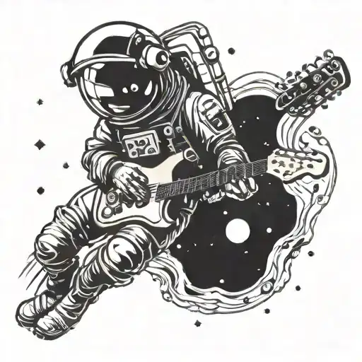 Astronaut Playing A Guitar In Outer Space