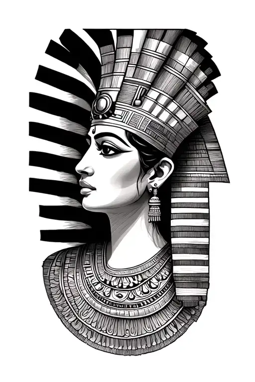 Egyptian Queen Side Profile Illustration Inspired