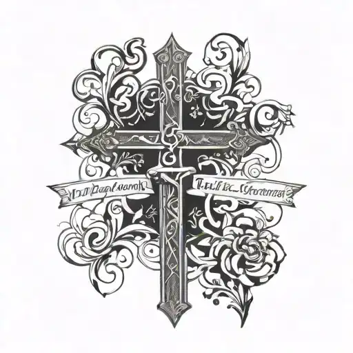 Bible Verse Around A Big Bold Cross Intertwined