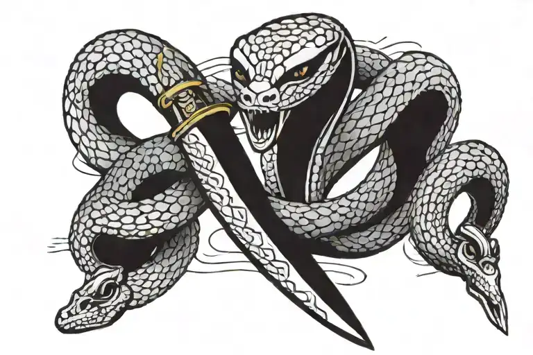 Cobra Snake With Dagger Piercing