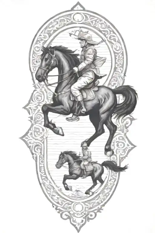 Black Horse Jumping To Fire Coming