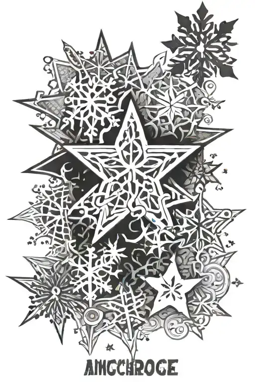Anchorage Map Snowflakes Text 14 Graffiti Star