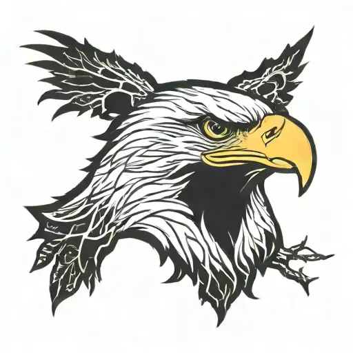 Eagle Head And Trees Colors Sunset Over Lake