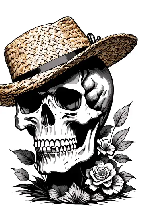 A Skull Wears A Straw Hat