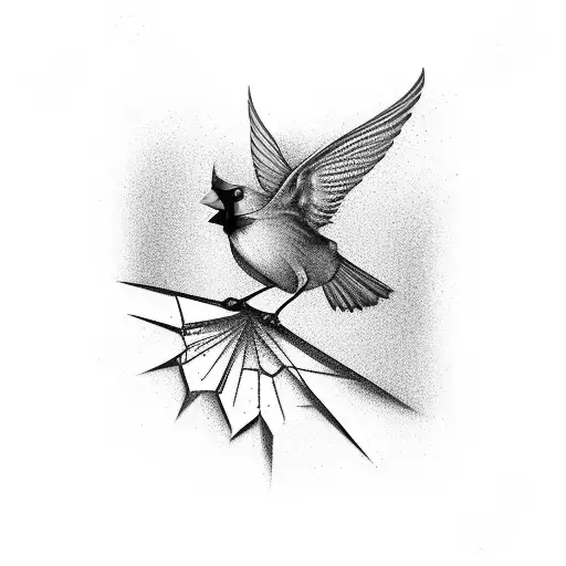 Cardinal Flying Towards At An Upwards Angle