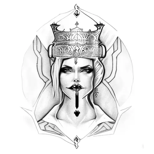 Queen Of Hearts In Cyberpunk Style