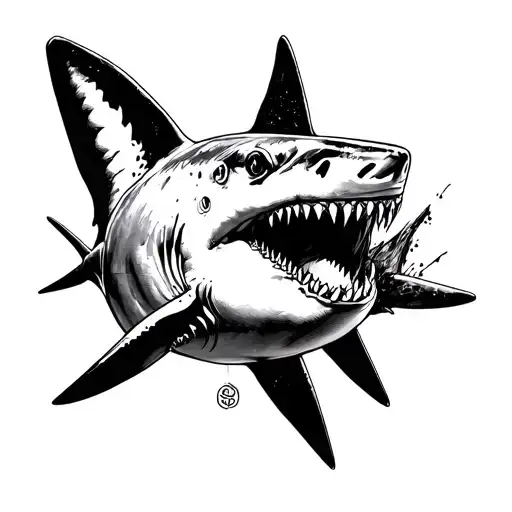 Shark Bites Itself Behind That Little Lady