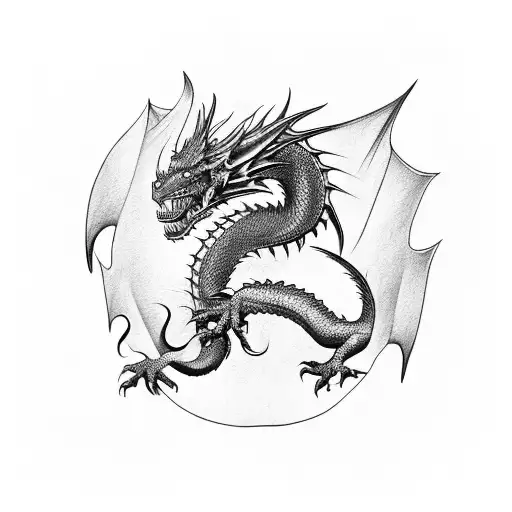 Uroborus Dragon With Black And Red Accents