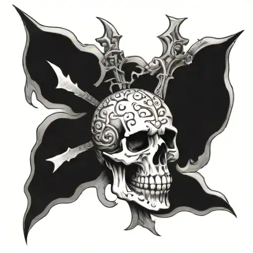 Cross Skull Back Tatoo Design
