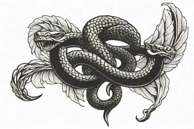 Cobra Snake With Dagger Piercing And Wings Spread