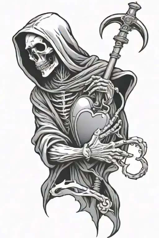 Grim Reaper Holding Heart Intertwined