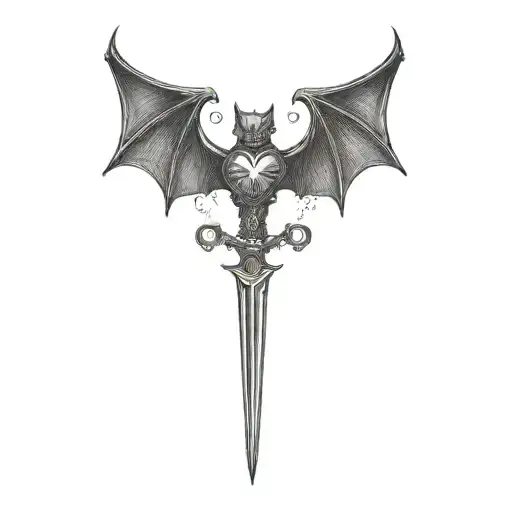 A Sharp Designed Bat And Sword As Heart Shape