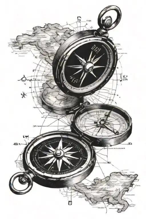 Compass With Vintage Map
