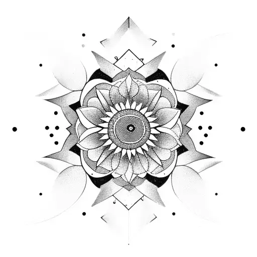 A Geometric Flower Design Incorporating Penguin Elements