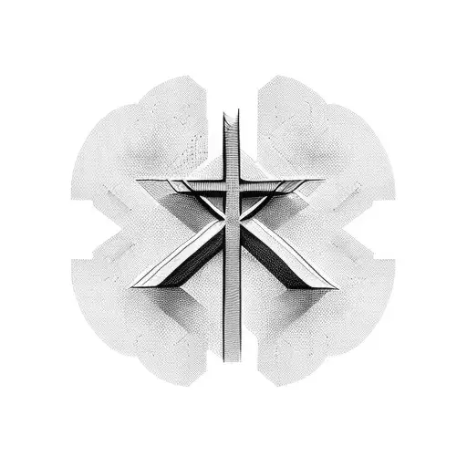 Christian Cross With Filler Art Around