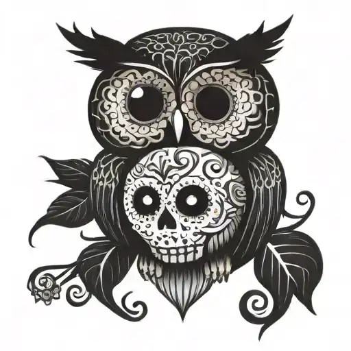Sugar Skull And Owl Holding