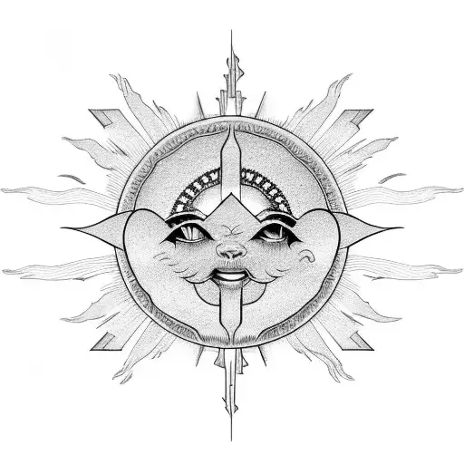 Shining Sun With Light Beams