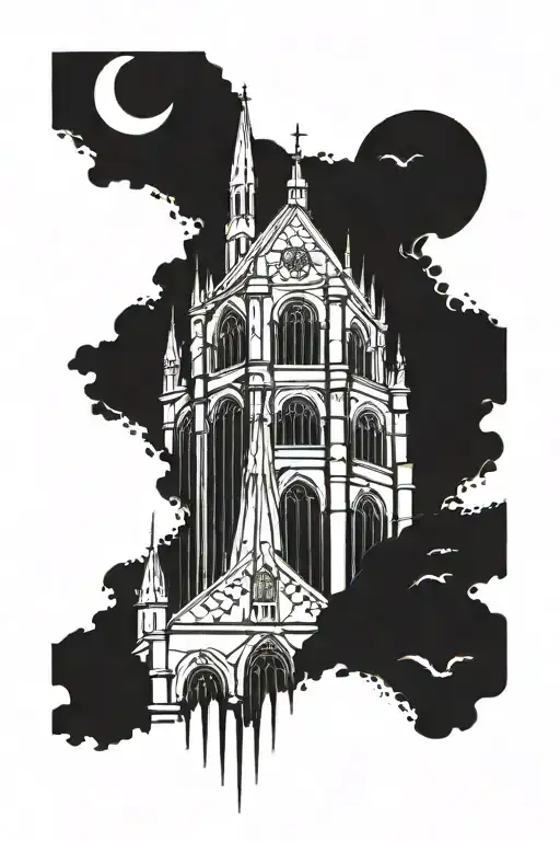 Gothic Church Towers Dark Background Filler