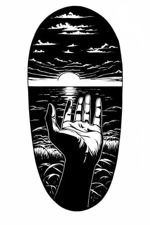 Sunset Background With Moms Hand Reaching Out For My Hand