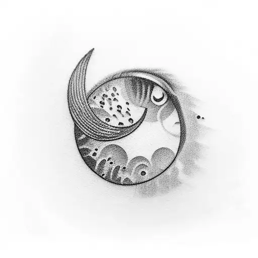 Small Crescent Moon Near Eye Between Nose And Eye