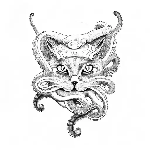 Cat With The Bottom Part Being Octopus Tentacles