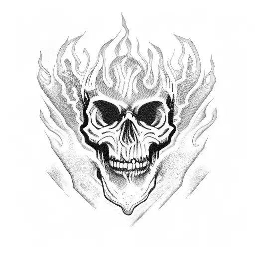Chaos-inspired Skull Surrounded By Swirling Black Flames