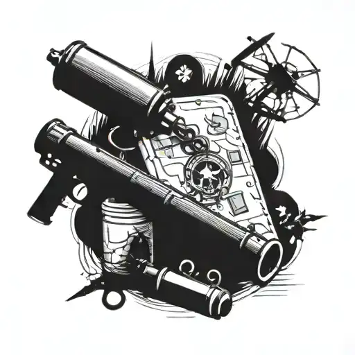 A Battlefield Scene With Medical Supplies And Military Equipment