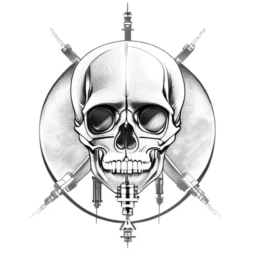 Cyborg Skull With Engine Parts