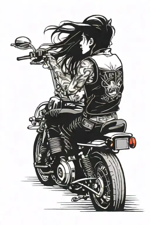 Harley Motorcycle Guy Girl Sitting With Him Looking At Them