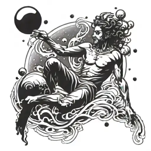 The Aquarius Water Bearer Pouring Liquid Planets Into The Universe