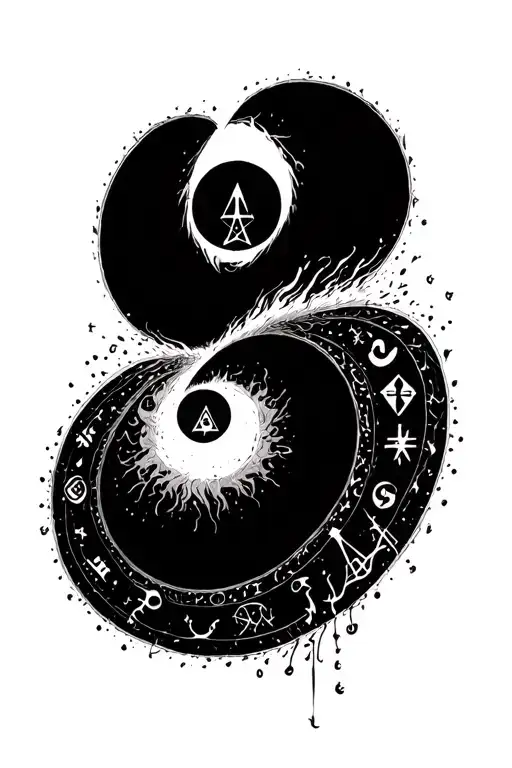 Black Hole Surrounded With Occult Symbols And Lines