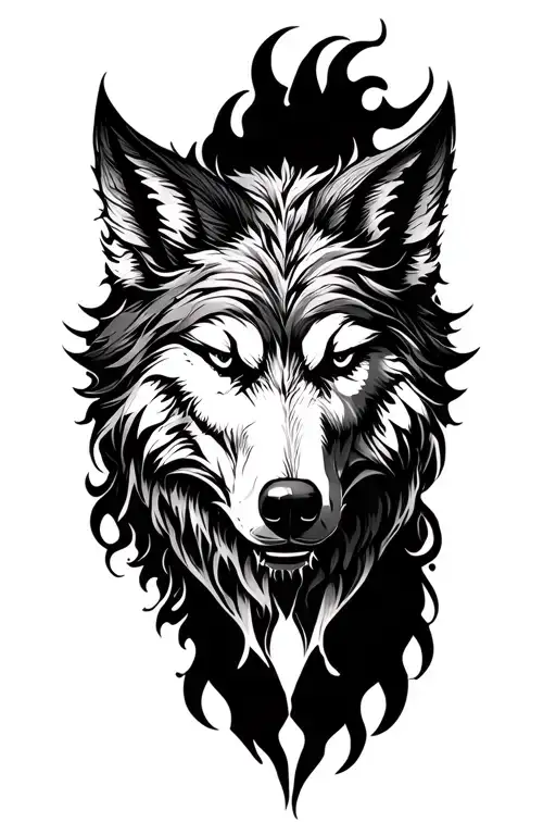 Blackwork Fenrir Half Sleeve Inspired