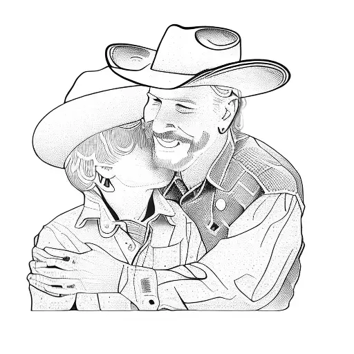 A Father And Son In Cowboy Hats