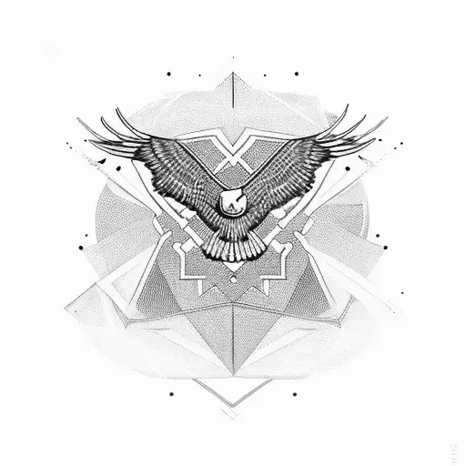 An Abstract Geometric Design Incorporating Elements Of Shooting And An Eagle