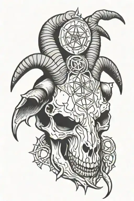 Satanic Pentagram Goat Skull