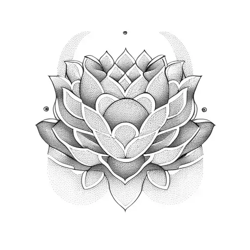 Hearts Intertwined With Lotus Flowers In A Geometric Pattern