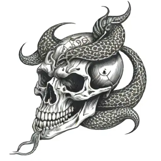 Animal Skull With Snake