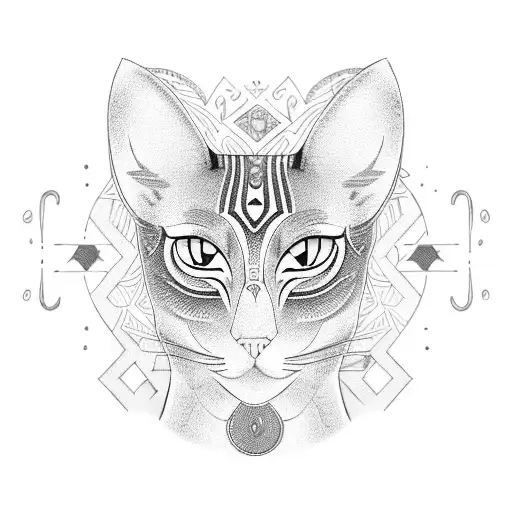 A Mystical Egyptian Cat Adorned With Ancient Symbols