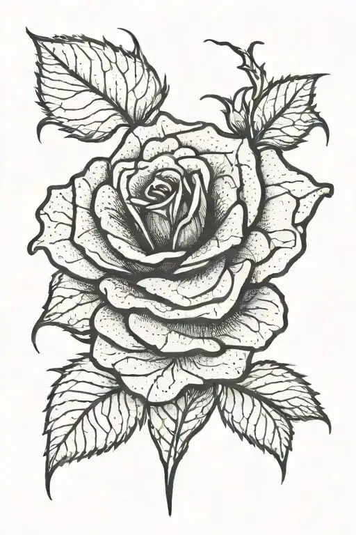 Small Black Tattoo Of A Rose That Is Breaking Like Glass