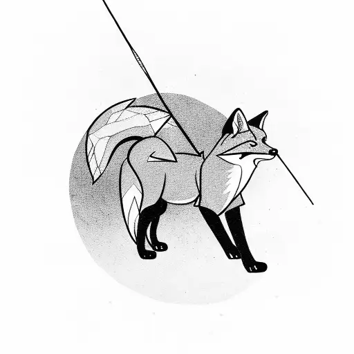 An Archer Pointing An Arrow At A Fox From Above
