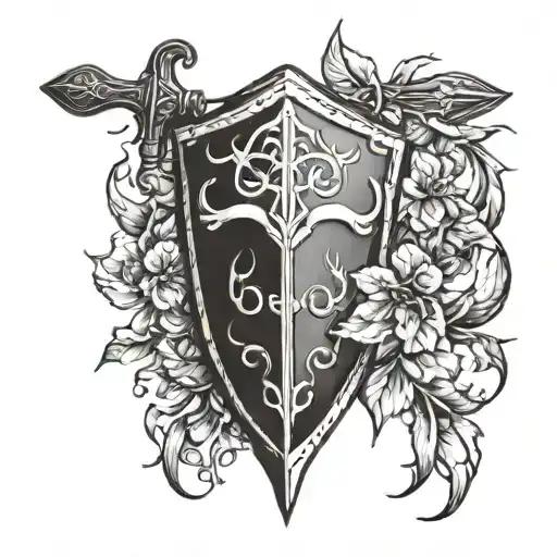 Shield Laurel Wrapping And Sword